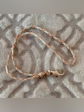 Multi-Color Braided Cord Necklace with Silver Shark Clasp